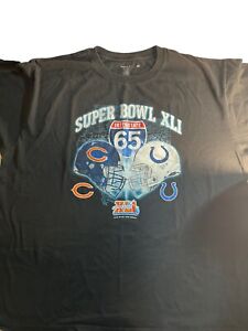 Super Bowl XLI Chicago Bears Indianapolis Colts Shirt Mens 2XL Black Reebok *