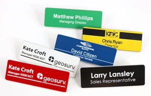 NAME BADGE TAG PERSONALISED CUSTOM ENGRAVING COLOUR 76MM X 25MM - Picture 1 of 20