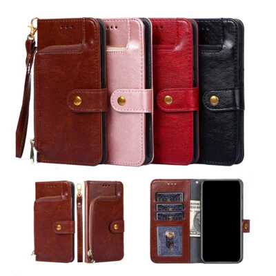 HOT For iPhone 15 14 Plus 13 12 Pro Zipper Wallet Leather Phone Case Slim Cover - Image 1 of 4