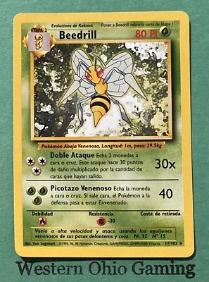Pokemon TCG Beedrill #17/102 Spanish Unlimited Rare CCG READ Base Set - Image 1 of 2