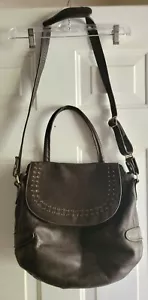 Calleen Cordero Handstudded Messenger Crossbody Bag Purse Brown Removable Strap - Picture 1 of 16