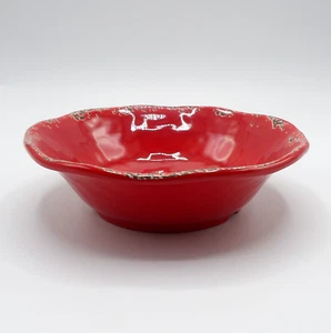 TOMMY BAHAMA MELAMINE CEREAL BOWLS RUSTIC CRACKLE RED SPATTERED BROWN S/4 NEW - Picture 1 of 17
