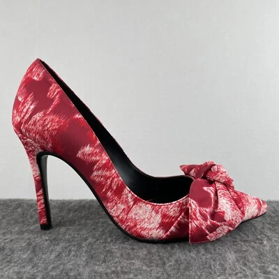 TED BAKER LONDON Tacones Ryama Tapiz Rojo Glitch Arco Corte Punta Talla 7.5 NUEVO Foto 1 de 4