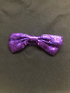 Purple 5" Sequins Bow Barrette For Dance Theater Dress Up - Picture 1 of 2