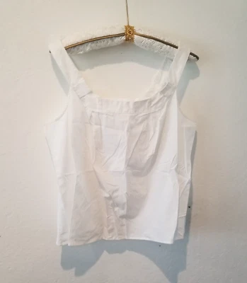 全新 Magaschoni Collection 女式 16 白色无袖府绸背心弹力 — 第 1/4 张图片