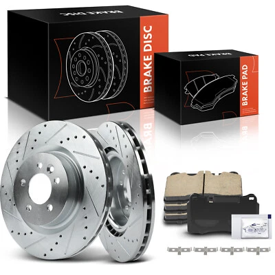 Rotor de freno perforado y pastilla de freno para Land Rover Range Rover Sport 06-09 delantero L&R Foto 1 de 4