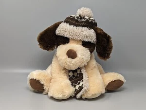 Hugfun Peluche Navidad Bronceado Cachorro Perro Peluche con Sombrero y Bufanda 12" Vacaciones de Invierno - Imagen 1 de 11
