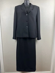 Petite Sophisticate Black SZ 12 Three Button Formal Womens Jacket skirt Suit - Picture 1 of 20