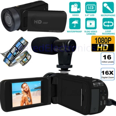 HD 1080p Digital Video Camera YouTube Live Stream Vlogging Recorder Microphone - Image 1 of 4