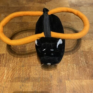 Vintage Halloween Black Cat Mini Plush Purse Orange Handles Blip Kitty Cat Bag - Picture 1 of 13