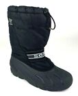 Sorel Womens Winter Boots Black Nylon Mid Calf Waterproof Lined Flat Heel 6 M