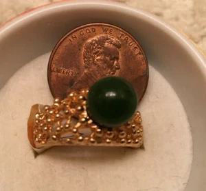Green Nephrite? Jade?  Gold-Tone Ring Sizes  5.5,  6,  6.5, 7  & 8  BEAUTIFUL  - Picture 1 of 3