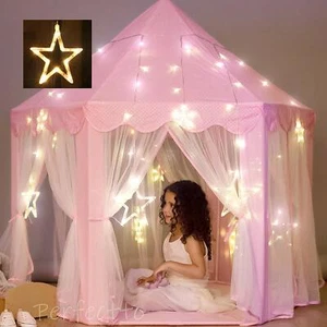 Castillo Princesa Tienda de Juego Grandes Luces Estrella Niñas Pequeñas Casa de Juegos Juguete Interior - Imagen 1 de 12