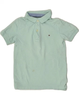 TOMMY HILFIGER Girls Polo Shirt 6-7 Years Green Cotton MQ11 - Image 1 of 4
