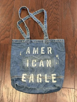 American Eagle Outfitters джинсовой ткани сумка с короткими ручками состаренный вид, 16 x 15 x 4 карман - Изображение 1 из 4