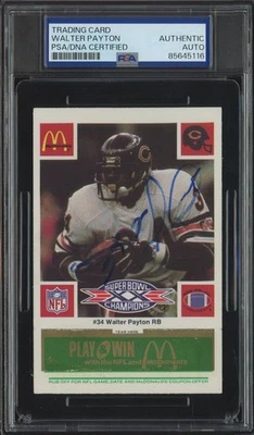 1986 McDonalds WALTON PAYON signed card | Bears - autograph PSA/DNA cert HOF - Image 1 of 2
