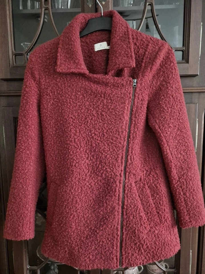 Damen Jacke modische Wolljacke von "KAFFE" Bouclejacke warmes rot Gr. 38  -top! - Bild 1 von 4