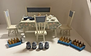 Vintage Miniatur Puppenhaus Holz Möbel Tisch & Stühle & Zubehör - Bild 1 von 11