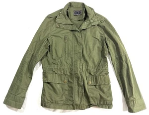Love Tree Army Jacket Womens Large Utility Olive Green Poly Long Sleeve Full Zip - Picture 1 of 11