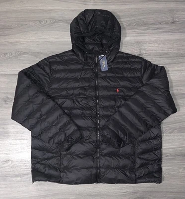 Polo Ralph Lauren Packable Hooded Puffer Jacket Black Men’s Big Tall Size 2XB - Image 1 of 4