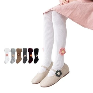 Girls Tights Plain Stockings 1-8 Years Solid Kids Pantyhose School Soft Cotton - Picture 1 of 7