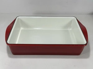 Mario Batali Dansk XL Baking Dish Rich Deep Red Enameled Cast Iron Gently Used - Picture 1 of 6