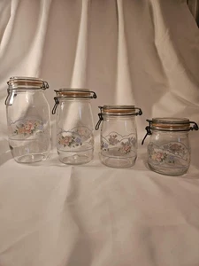 Vtg Arc Niveau De Remplissage France Glass Canning Jars Cannister Set of 4 - Picture 1 of 17