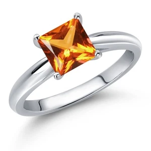 1.30 Ct Princess Poppy Topaz 10K White Gold Solitaire Engagement Ring - Picture 1 of 37