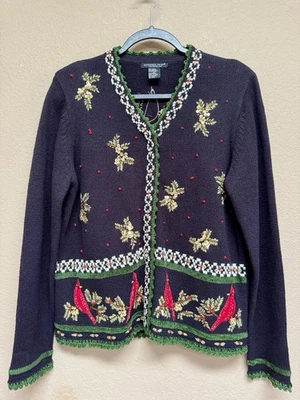 Винтажный женский зимний рождественский свитер Reference Point Cardinal средний размер - Изображение 1 из 4