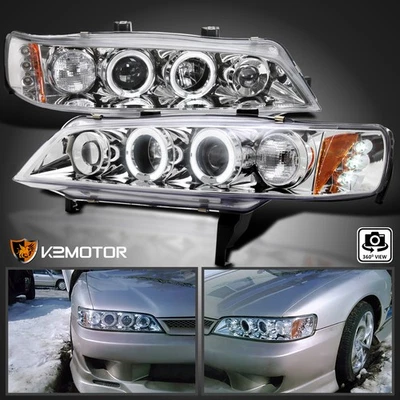 Fits 1994-1997 Honda Accord LED Halo Projector Headlights Lamps Left+Right 94-97 Foto 1 de 4