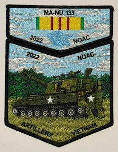 BSA OA LODGE 133 MA-NU 2022 NOAC PATCH SET -VIETNAM ARTILLERY,LAST FRONTIER CNCL - Picture 1 of 2