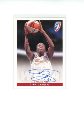 2010 Rittenhouse WNBA Tina Charles Rookie RC #1 Overall Pick On Card Auto - Image 1 of 2
