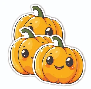 Mini Kürbis Aufkleber süß Halloween Spaß wasserdicht Vinyl x 250 - Bild 1 von 1