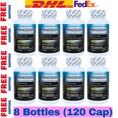 8 X 120 Cap Minoxidina 1000mg Apoyo Avanzado Crecimiento del Cabello Fuerza Extra Foto 1 de 4