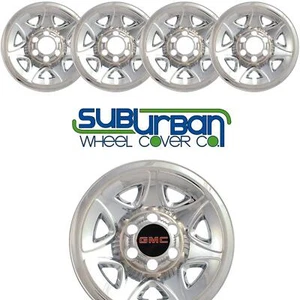 2014-2019 GMC Sierra 1500 # 7950P-C 17" 6 Lug Steel Rim Chrome Wheel Skins SET/4 - Picture 1 of 8