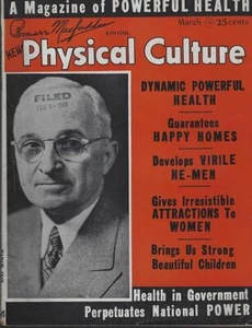 New Physical Culture Magazine March 1948 Truman James Cagney Fiji Milk Smoking - Picture 1 of 1