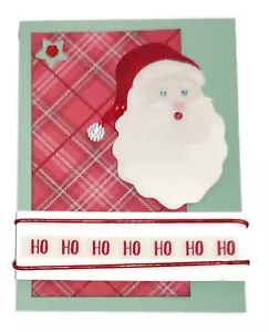 Biglietto Auguri Natalizio - HO HO HO - Fatto a Mano A2 Con Busta OFFERTA - Foto 1 di 2