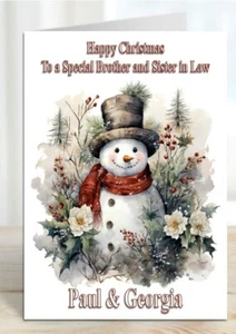 Personalised Christmas Card Snowman Son Daughter Mum Sister Friend Granddaughter - Picture 1 of 2