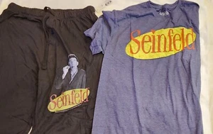 NWOT Seinfeld Men's Pj Set - MEDIUM Pajama Pants, LARGE T-Shirt New - Picture 1 of 13