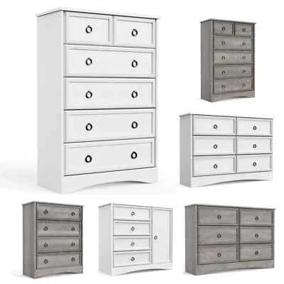 6 Drawer Dresser Tall Chest of Drawers Modern Wood Storage Organizer for Bedroom - Image 1 of 4