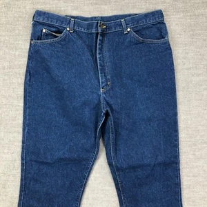 VTG Lee Jeans Mens 36x28 Blue USA Union Made Blue 70s Straight Leg Tag 42x34 - Picture 1 of 12