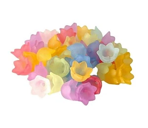 100 Assorted Frosted Pastels Cupped 10mm Tulip Lily of the Valley Cap Beads - Picture 1 of 2
