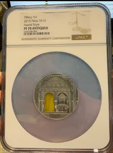 Tiffany Art NGC PF 70 ANTIQUED 2015 Palau S$10 Nasrid Style Coin - Picture 1 of 2