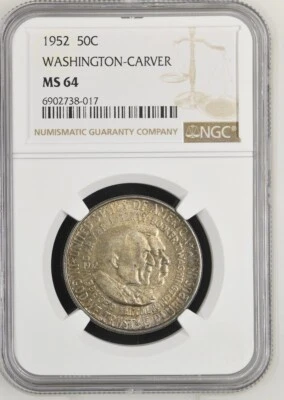 1952 Silver Commererative Washington-Carver Half Dollar 50C - NGC MS 64 - Image 1 of 2