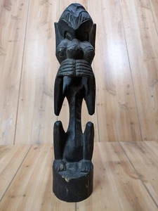Vintage Hand Carved Wooden Tribal Statue 19" Tall Primitive Figurine Folk Art - Picture 1 of 9