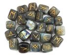 Labradorite Rune Crystal Stones Set Elder futhark Reiki Healing gemstone 25 Pcs