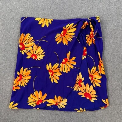 La Blanca Vintage Floral Sarong Coverup Skirt Blue/Yellow Knotted One Size - Image 1 of 4