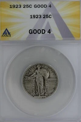 1923  .25   ANACS   G 4   Standing Liberty Quarter, Liberty 25 Cents - Image 1 of 2