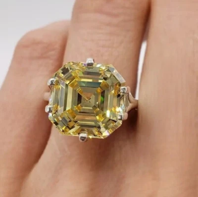 Anillo de promesa solitario de diamantes champán tratados certificado de 8 quilates en plata 925 Foto 1 de 4