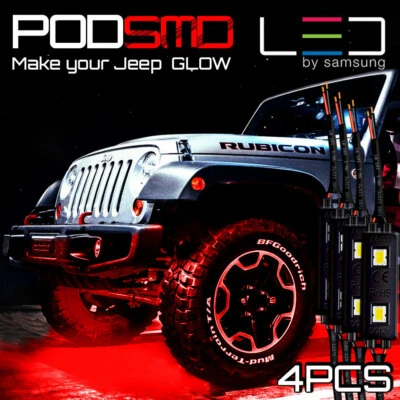 LED Rock Lights Kit Underbody RED Neon Under Car Glow for Jeep Grand Cherokee - Image 1 of 4